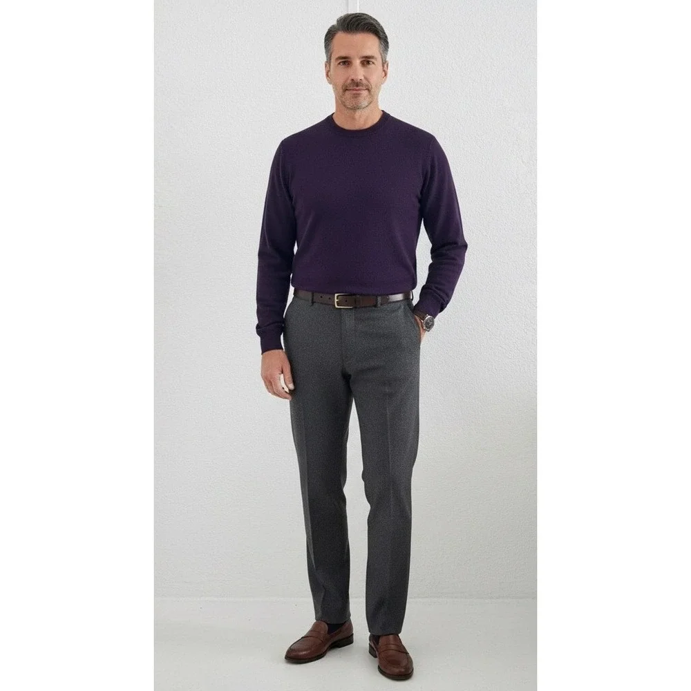The Mens Store Bloomingdales 100% Merino Wool‎ Knit Sweater Men's XL Purple Dad